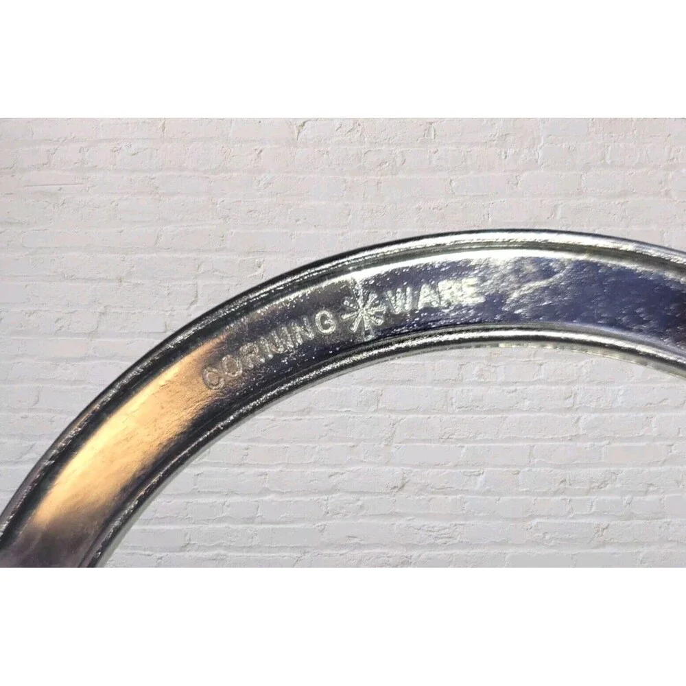 Vtg 70s Corning Ware Metal Trivet Casserole Rack Stand P-11-M-1 Chrome Cradle